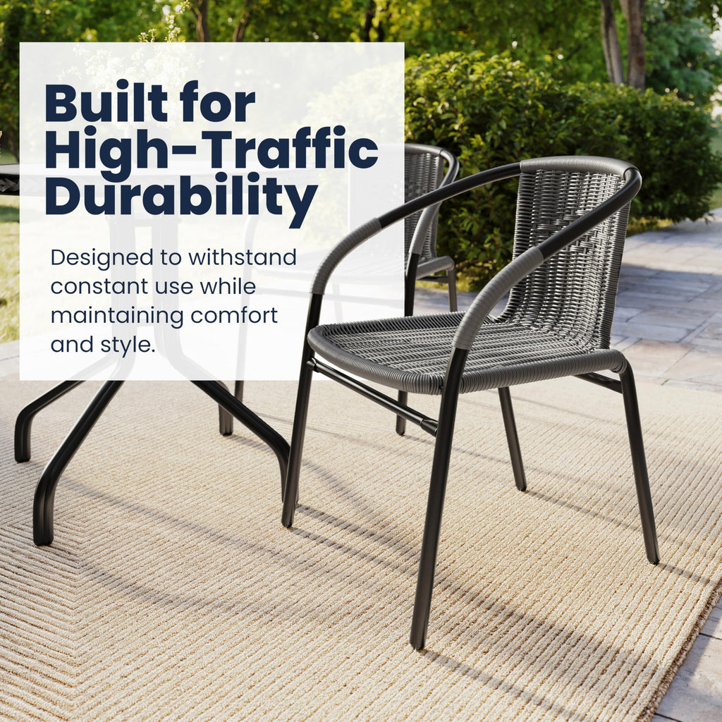 Gray PE Rattan Stackable Patio Dining Chair 4-Pack N2120