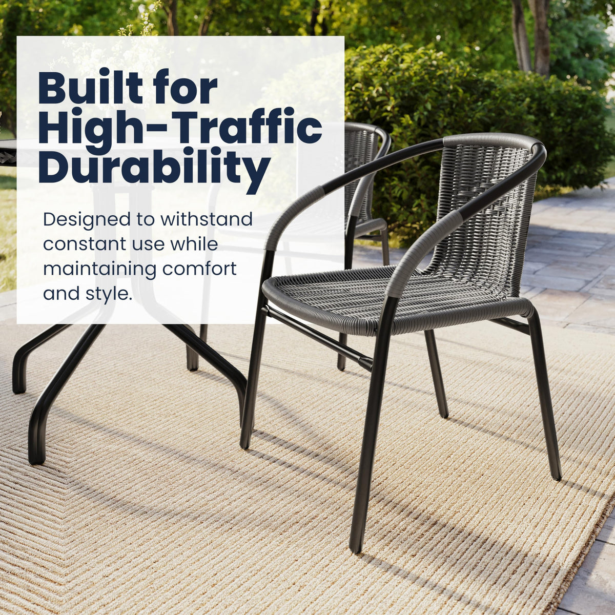 Gray PE Rattan Stackable Patio Dining Chair 4-Pack N2120