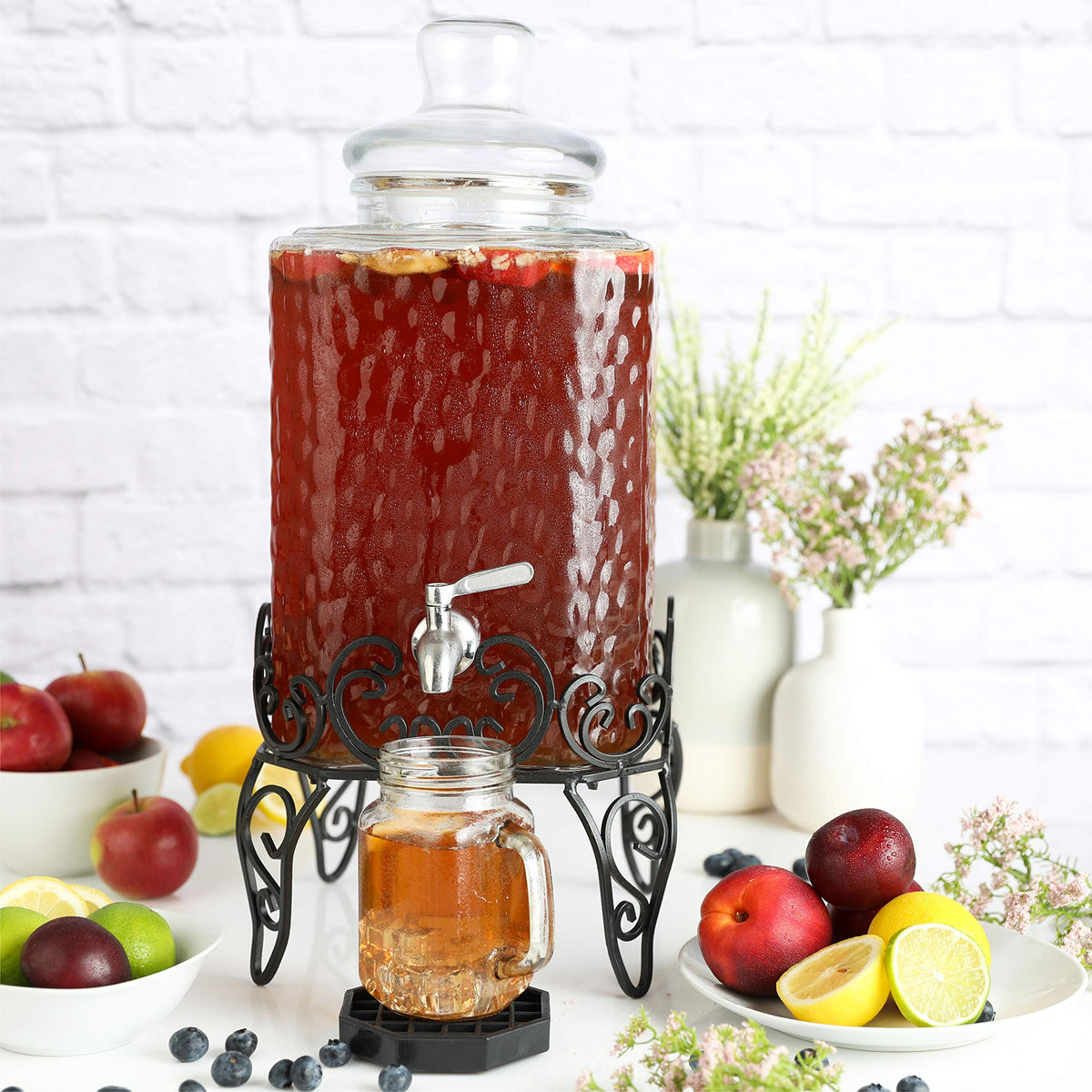 2.5 Gallon Glass Beverage Dispenser with Stand and Stainless Steel Spigot R9308