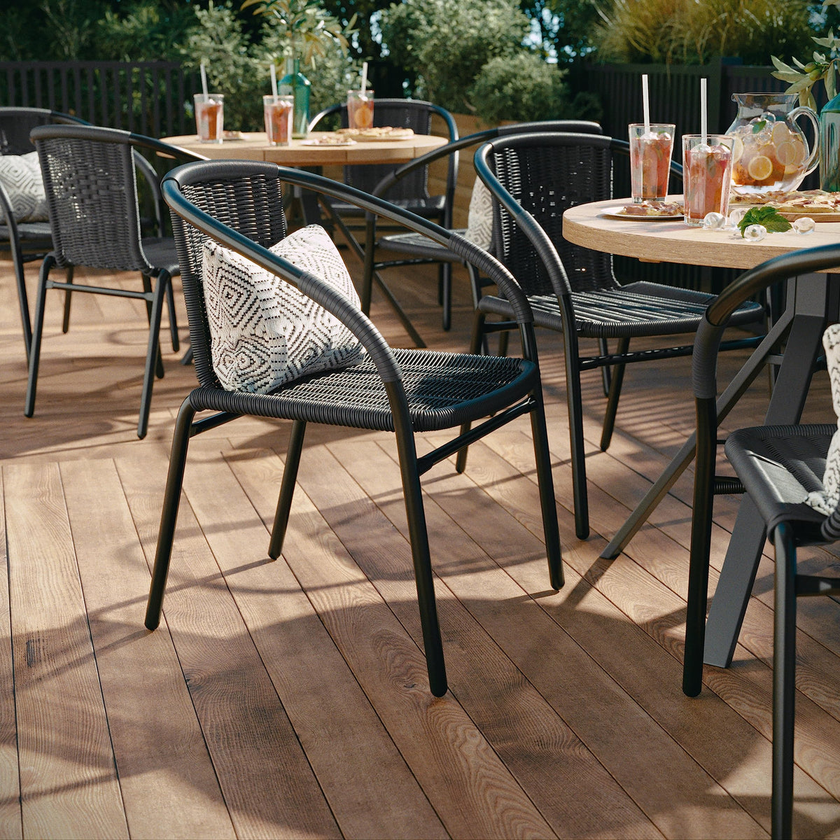Gray PE Rattan Stackable Patio Dining Chair 4-Pack N2120