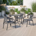 Gray PE Rattan Stackable Patio Dining Chair 4-Pack N2120
