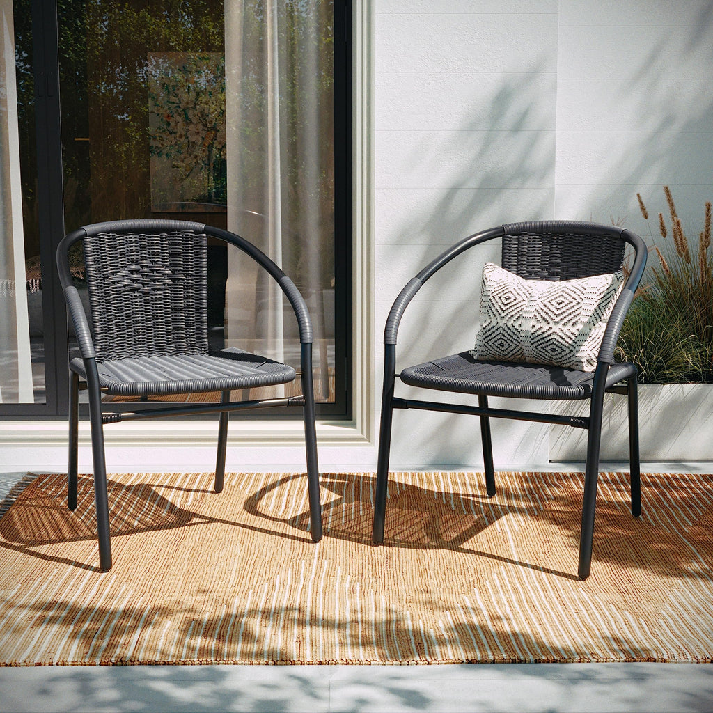 Gray PE Rattan Stackable Patio Dining Chair 4-Pack N2120